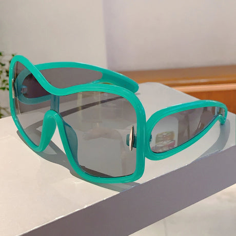 green Trendy Oversize Square Designer Women's Shades