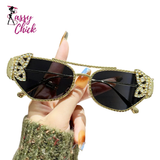 Trendy Round Butterfly Fashion Sunglasses Sassy Chick Logo