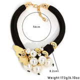 Size of Trendy Statement Pearls & Butterfly Pendant Necklace