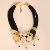 Trendy Statement Pearls & Butterfly Pendant Necklace