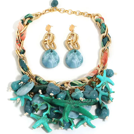 Green Trendy Statement Starfish Party Jewelry