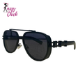 Trendy Steampunk Double Beam Oval Sunglasses Sassy Chick Logo