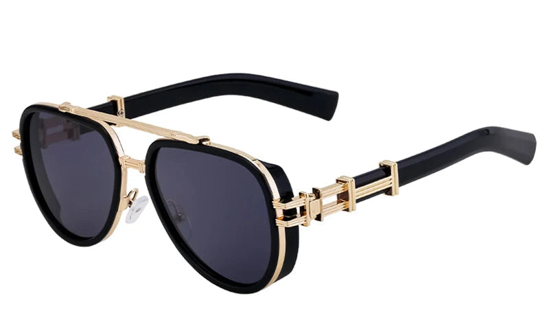 Trendy Steampunk Double Beam Oval Sunglasses