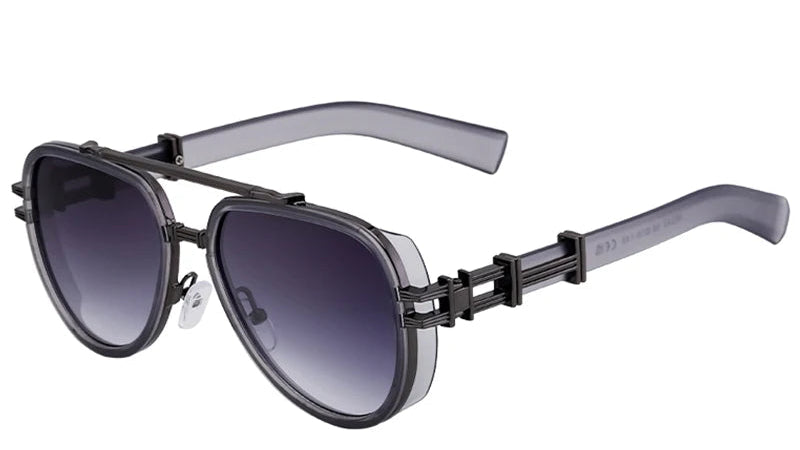 Trendy Steampunk Double Beam Oval Sunglasses