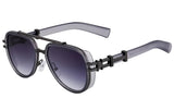 Trendy Steampunk Double Beam Oval Sunglasses