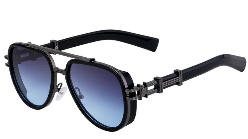 Trendy Steampunk Double Beam Oval Sunglasses
