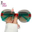 Trendy Stylish Gradient Oversized Sunglasses Sassy Chick Logo