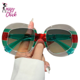 Trendy Stylish Gradient Oversized Sunglasses Sassy Chick Logo