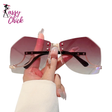 Trendy Stylish Rimless Irregular Gradient Ocean Sunglasses Sassy Chick Logo