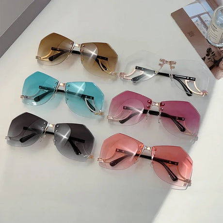 Collection of Trendy Stylish Rimless Irregular Gradient Ocean Sunglasses