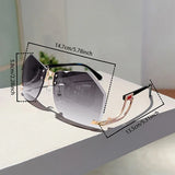 Size of Trendy Stylish Rimless Irregular Gradient Ocean Sunglasses