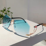 Blue Trendy Stylish Rimless Irregular Gradient Ocean Sunglasses
