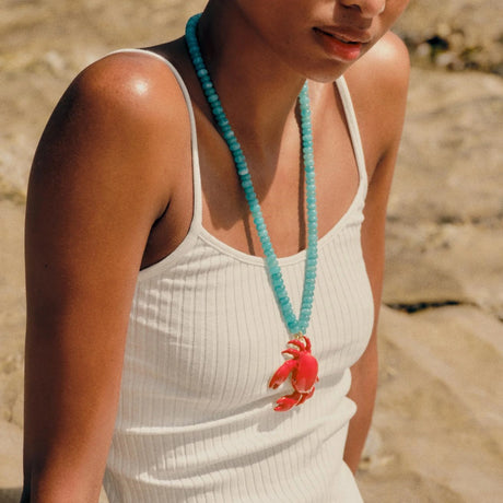 Model Using Trendy Summer Bohemia Lobster Crab Pendant Necklace