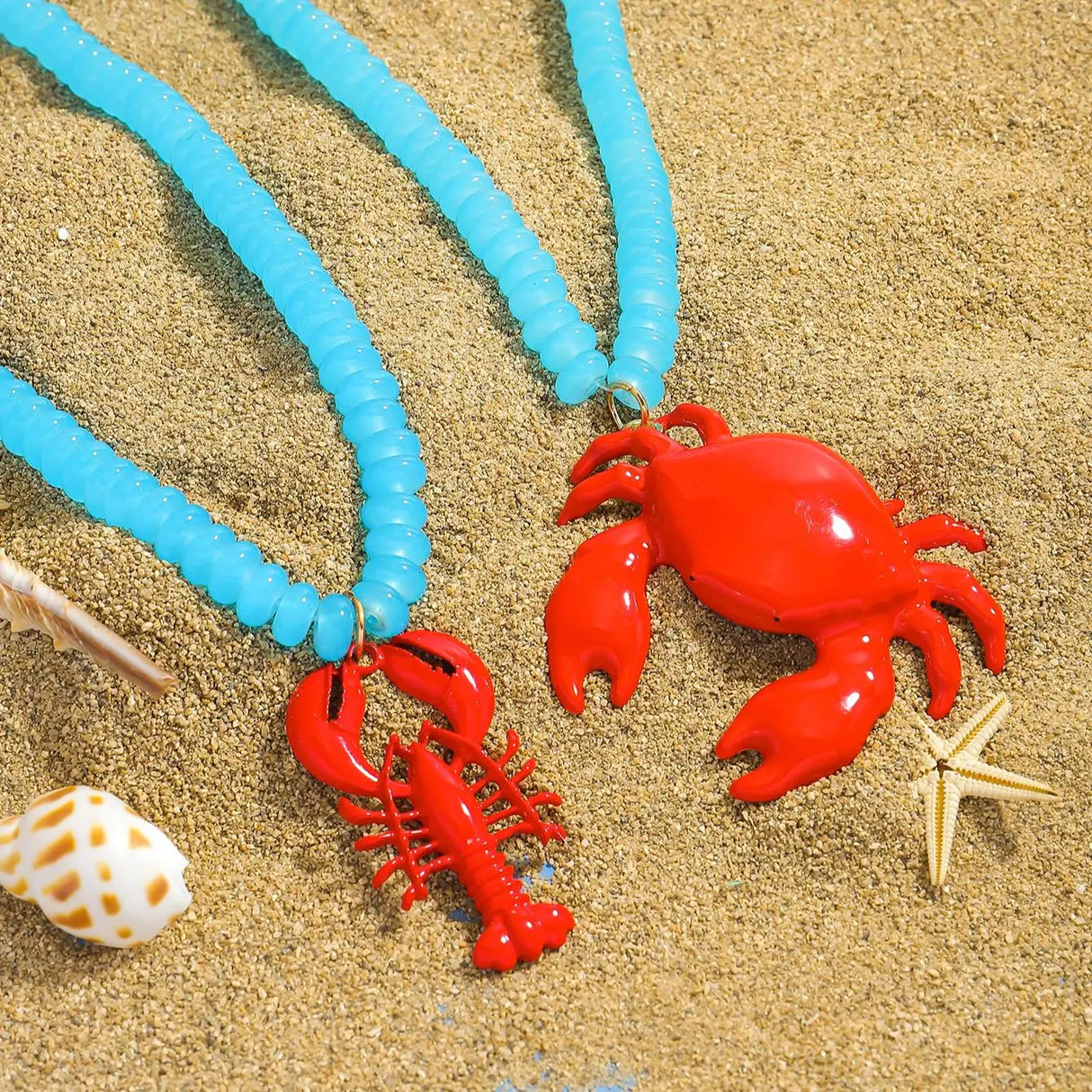 Collection of Trendy Summer Bohemia Lobster Crab Pendant Necklace