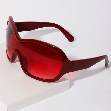 Red Trendy Unique Round Shaped Sunglasses