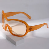 Orange Trendy Unique Round Shaped Sunglasses