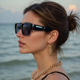 Model Using Trendy Vintage Retro Men Sunglasses