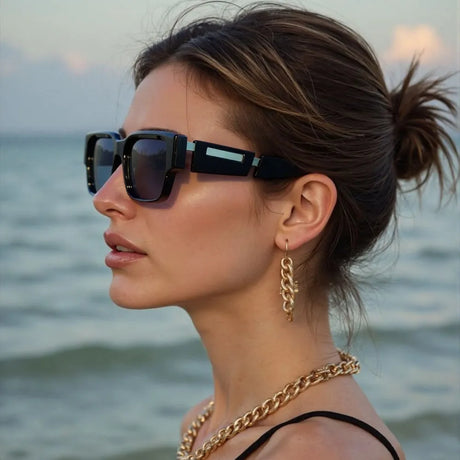 Model Using Trendy Vintage Retro Men Sunglasses