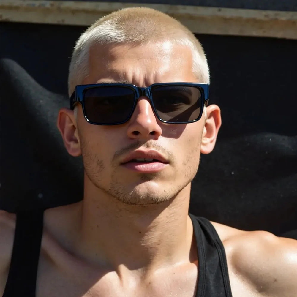 Model Using Trendy Vintage Retro Men Sunglasses