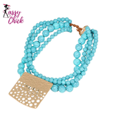 Trendy Vintage with Geometry Pendant Beads Necklace Sassy Chick Logo