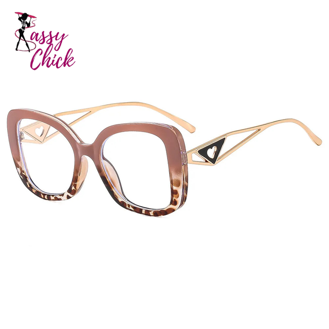 Triangle Heart Temple Eyeglasses Blue Light Blocking Sassy Chick Logo
