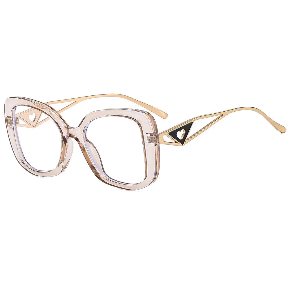 Triangle Heart Temple Eyeglasses Blue Light Blocking