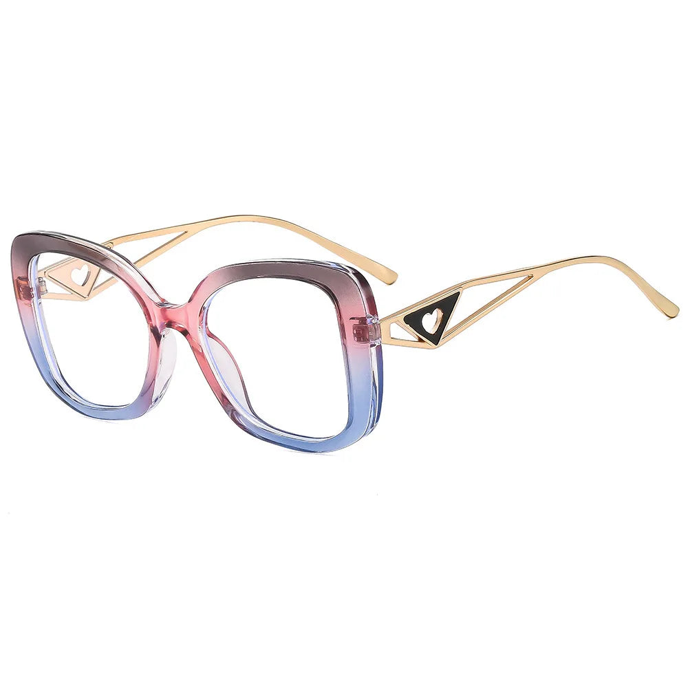 Triangle Heart Temple Eyeglasses Blue Light Blocking