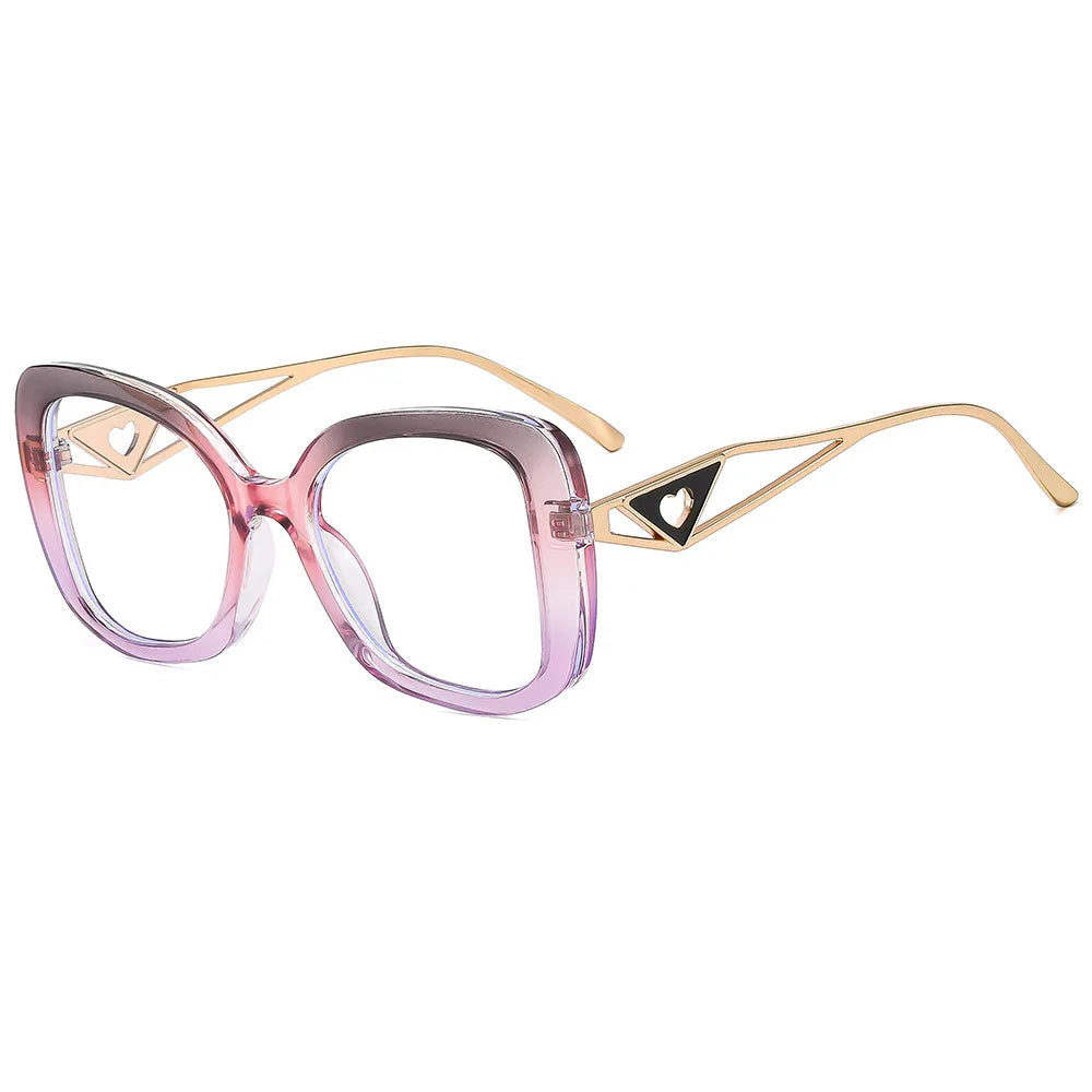 Triangle Heart Temple Eyeglasses Blue Light Blocking