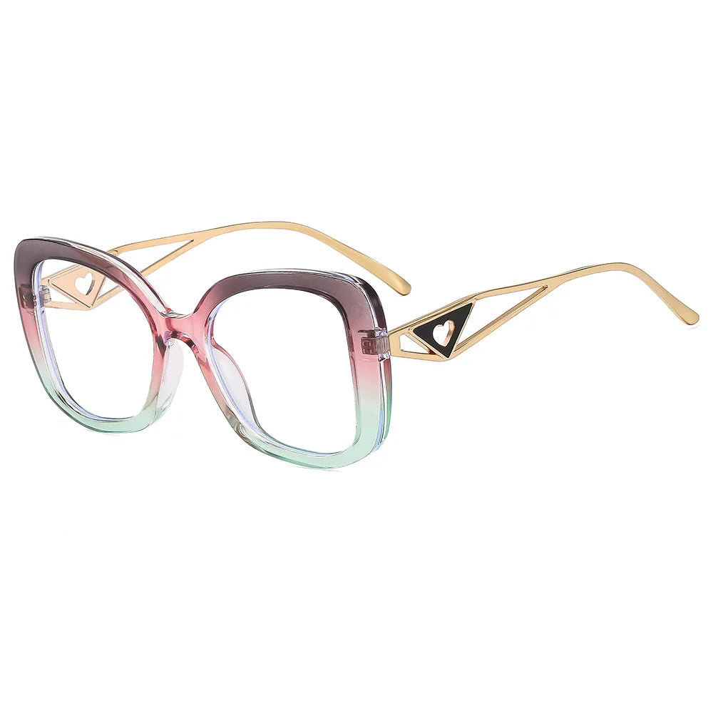 Triangle Heart Temple Eyeglasses Blue Light Blocking