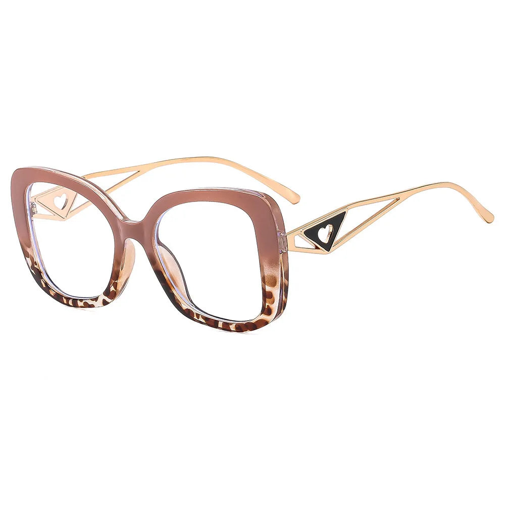 Triangle Heart Temple Eyeglasses Blue Light Blocking