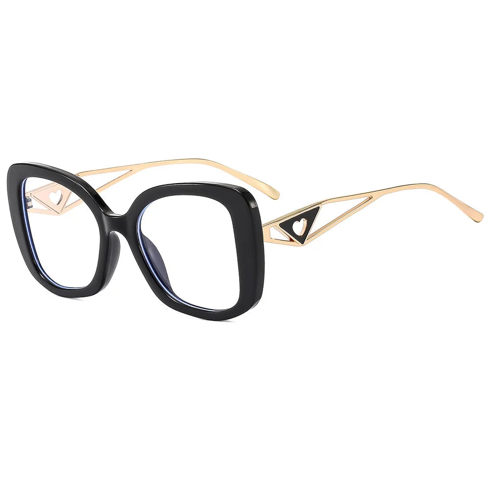 Triangle Heart Temple Eyeglasses Blue Light Blocking