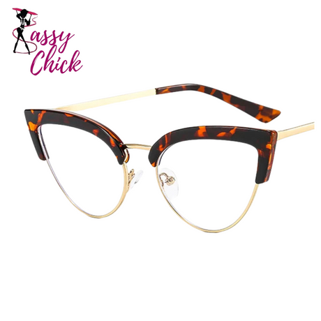 UV400 Cat Eye Anti Blue Light Women Glasses Sassy Chick Logo