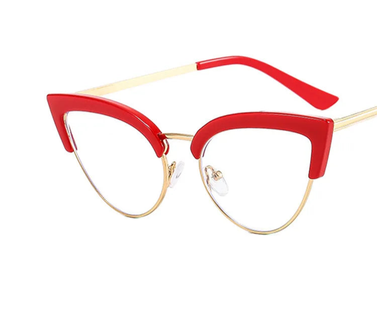UV400 Cat Eye Anti Blue Light Women Glasses red gold