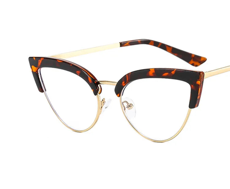 UV400 Cat Eye Anti Blue Light Women Glasses leopard