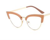 UV400 Cat Eye Anti Blue Light Women Glasses brown gold