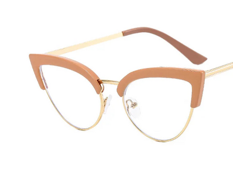 UV400 Cat Eye Anti Blue Light Women Glasses brown gold