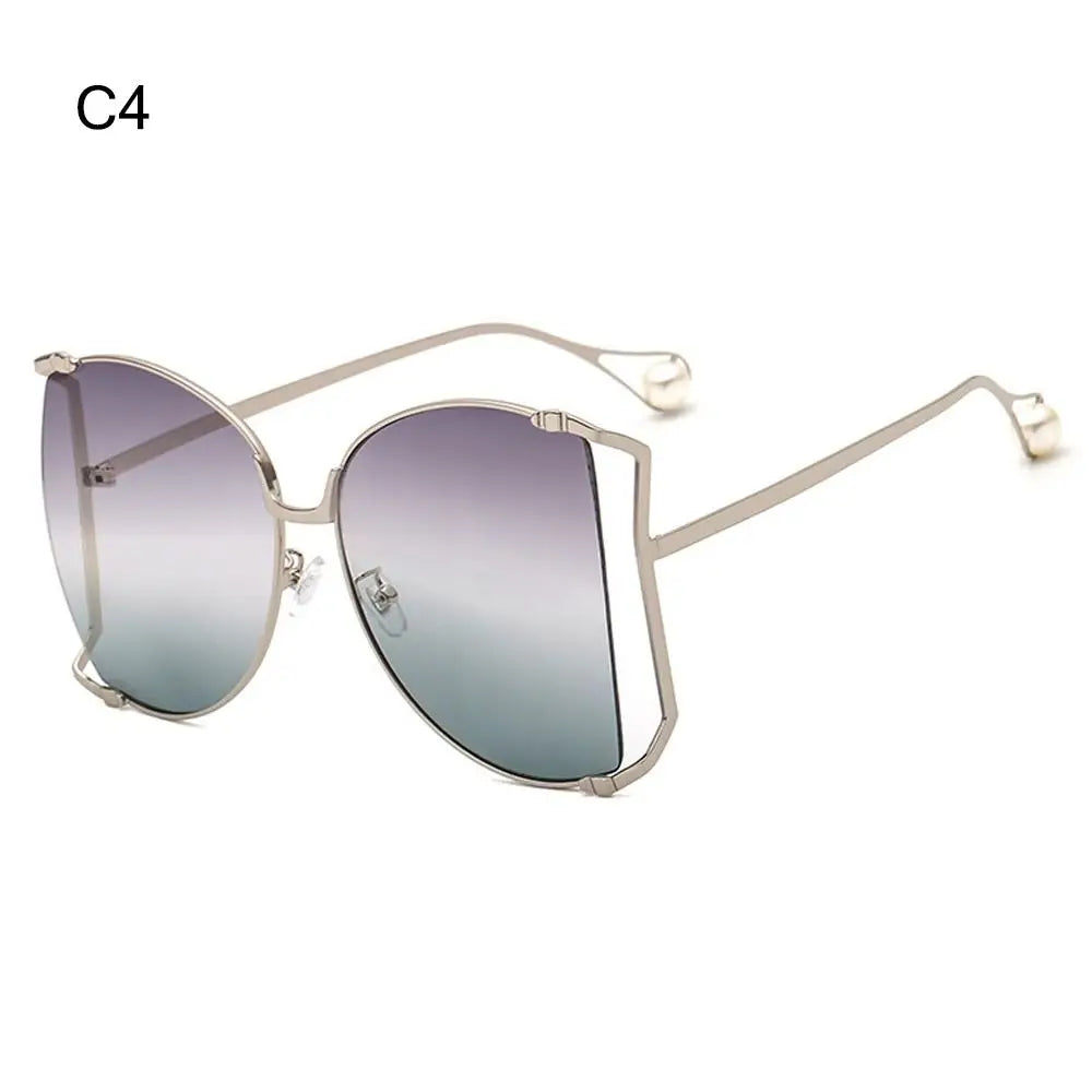 UV Protection Oversized Pearl Design Sunglasses black