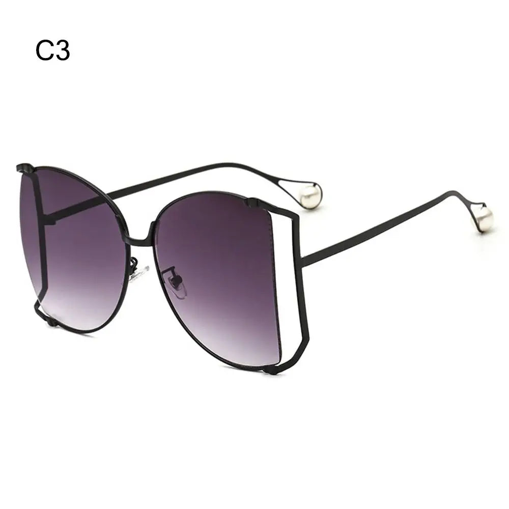 UV Protection Oversized Pearl Design Sunglasses black