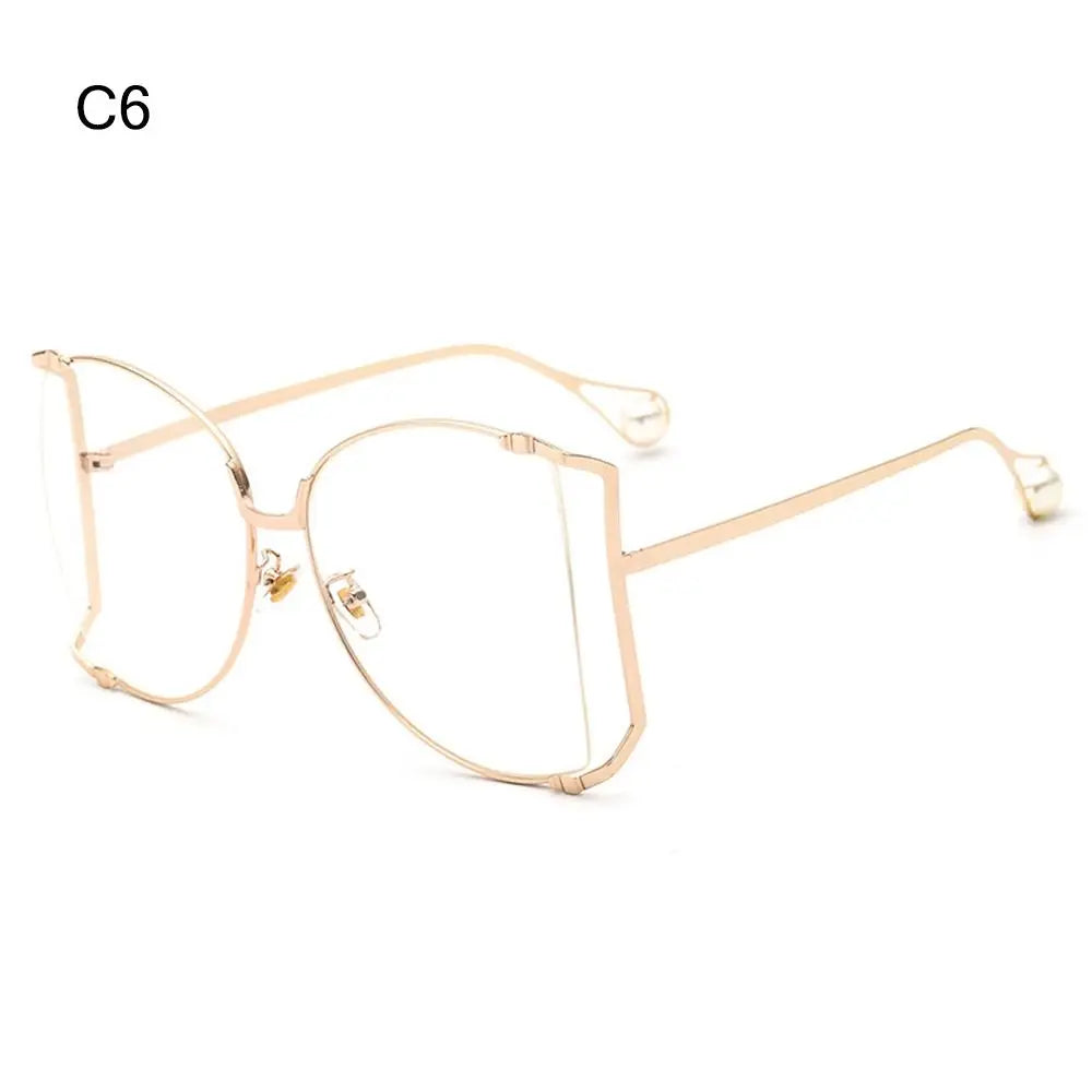 UV Protection Oversized Pearl Design Sunglasses transparent 