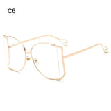 UV Protection Oversized Pearl Design Sunglasses transparent 