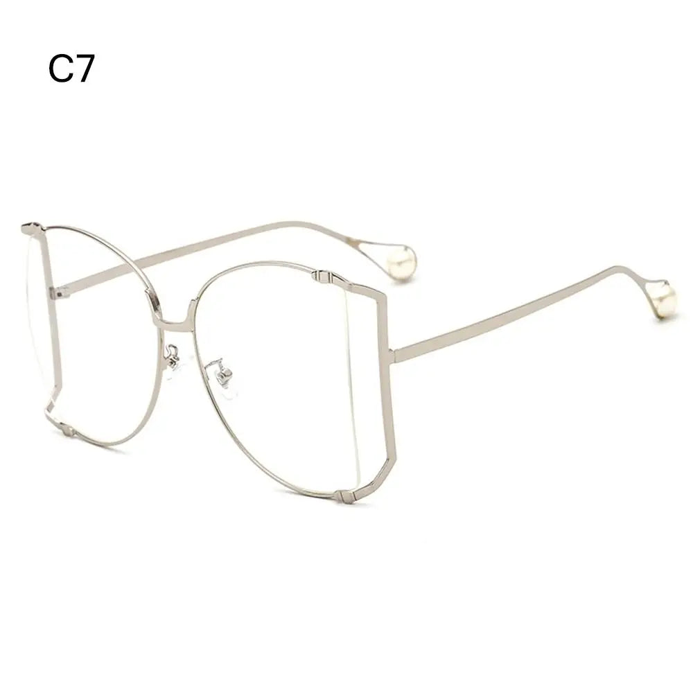 UV Protection Oversized Pearl Design Sunglasses silver