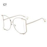 UV Protection Oversized Pearl Design Sunglasses silver