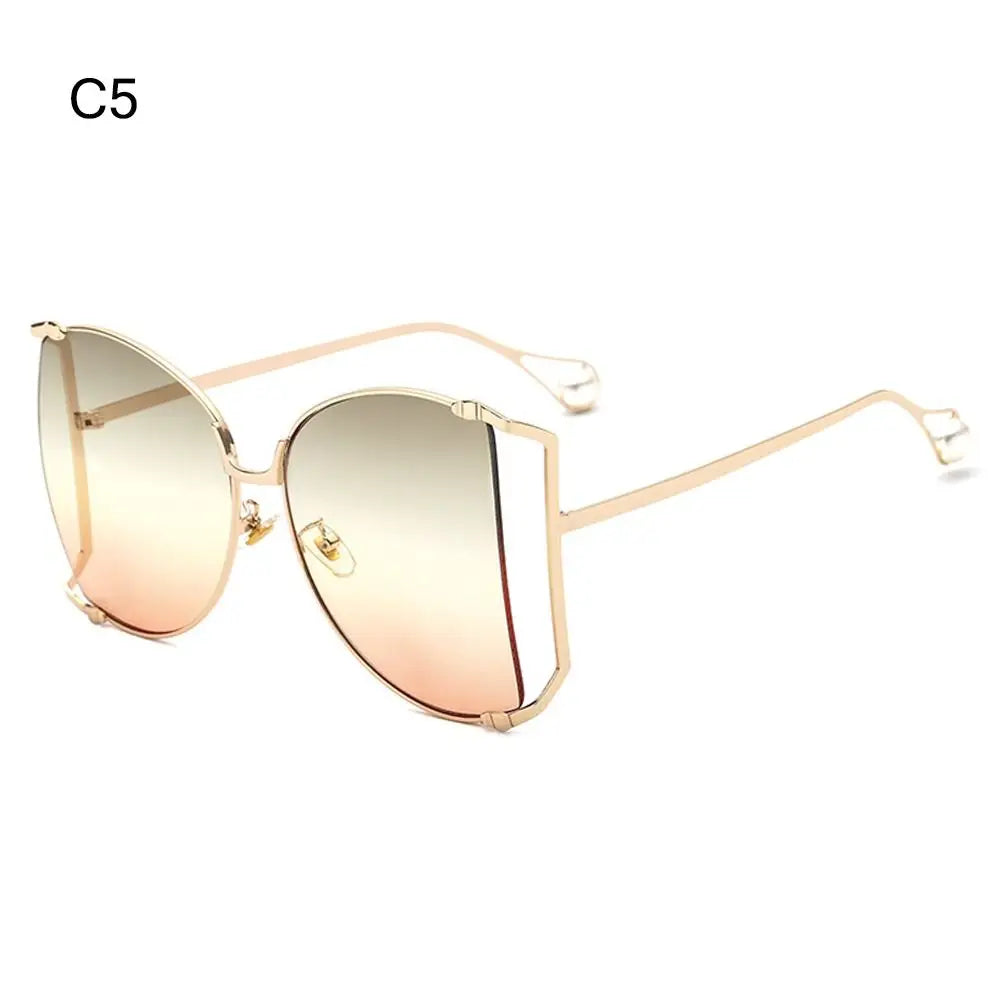 UV Protection Oversized Pearl Design Sunglasses gold