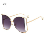  UV Protection Oversized Pearl Design Sunglasses black