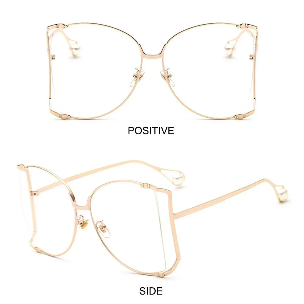  UV Protection Oversized Pearl Design Sunglasses transparent 
