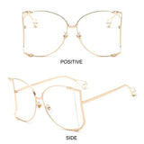  UV Protection Oversized Pearl Design Sunglasses transparent 