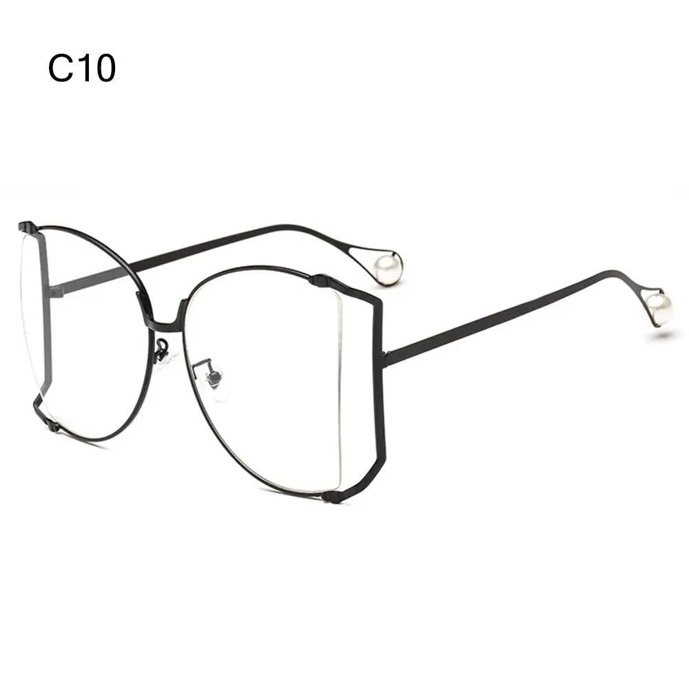 UV Protection Oversized Pearl Design Sunglasses black transparent 