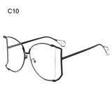 UV Protection Oversized Pearl Design Sunglasses black transparent 