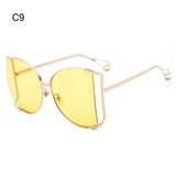 UV Protection Oversized Pearl Design Sunglasses yellow 