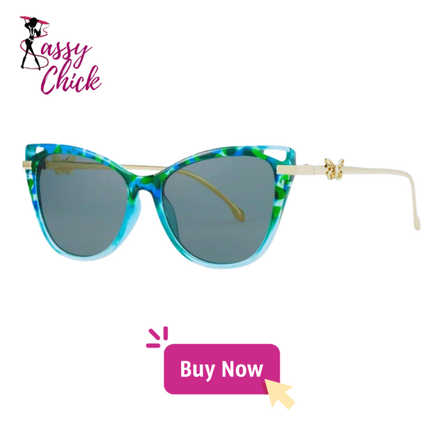 unique colorful butterfly sunglasses Sassy Chick Logo